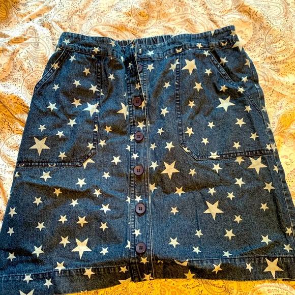 NYT Star Pattern Jean Skirt - Picture 1 of 2